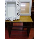 Vintage shoe rack, fancy framed wall display and a painted picture frame