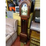 Reproduction triple weight mahogany grandmother clock with chiming movement