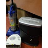 Medion MD42611 paper shredder, small Dimplex heater and Bissell upright vacuum cleaner E/T