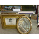 Two vintage wall mirrors, a quantity of picture frames etc