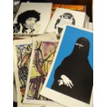 A parcel of prints including Ryan Callanan satirical image entitled 'Ona Islam', a Banksy print on