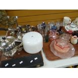 A parcel of EPNS including spirit kettle & shell-form vase, sundry glassware ETC Condition reports