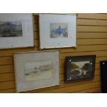 Nineteenth century framed watercolour of a castle ruin together with a framed oil photograph of