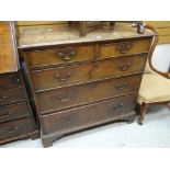 An antique oak chest of three long & two short drawers, 95cms wide Condition reports are provided on