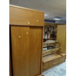 A mid-century wardrobe & long dressing table with mirror Condition reports are provided on request
