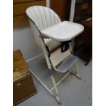 A mid-century Mamot high chair with padded leather back & painted metallic frame Condition reports