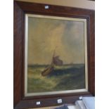 Nineteenth century oil on canvas E HAYES of squally shipping scene, 60 x 48cms Condition reports are