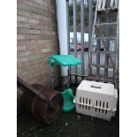 Parcel of items including garden roller, wooden ladder ETC