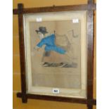 An interesting framed Welsh drawing incorporating a map of North Wales in the form of a walking