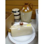 A stoneware flagon, a stoneware hot water bottle ETC Condition reports are provided on request by