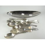 A parcel of silver cutlery, 20 oz. together with a non-silver dish Condition reports are provided on