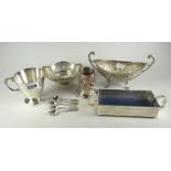 A parcel of table silver / part-silver including English hallmarked silver cup, Continental
