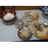 A pair of Royal Doulton series ware chargers, three small Adams pottery Oliver Twist platters, a