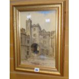 Framed watercolour of an ancient gateway by LOUIS HAGHE, signed / labelled verso Condition reports