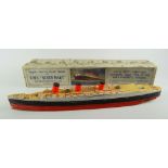 A boxed 'Unique Take to Pieces Model of RMS Queen Mary' by Chad Valley Condition reports are