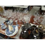 A parcel of drinking glasses including decanter, a parcel of blue & white pottery & EPNS Condition