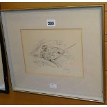 JOHN BUSBY lithograph with added watercolour - entitled verso 'Red Tailed Tropic Bird at Nest', 17 x