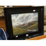 A watercolour by GADSBY of Moorland with clouds & brook, entitled verso 'Rolling Clouds, North