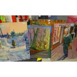 A parcel of unframed paintings on board by JOHN CHERRINGTON Condition reports are provided on