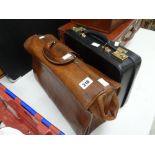 A good vintage leather Gladstone-type bag & another smaller leather case Condition reports are
