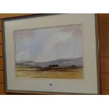 COLIN RADCLIFFE watercolour - farmland entitled verso 'Above Llaniri' 33.5 x 48cms Condition reports