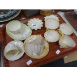 A parcel of Belleek shell-form tableware Condition reports are provided on request by email only for