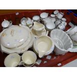 Two trays of English china & pottery including Royal Albert teaware, a family Bible & sundry vintage