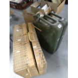 A picnic hamper, a vintage jerry can Condition reports are provided on request by email only for