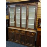 A vintage pine and glass dresser (distressed) Condition reports are provided on request by email