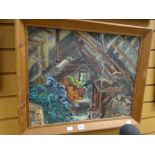 Framed oil on board by MILLS entitled verso 'Yarn Store at Allt Safan' Condition reports are
