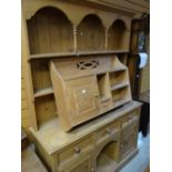 A pine dresser, 142cms wide & a pine hanging rack Condition reports are provided on request by email