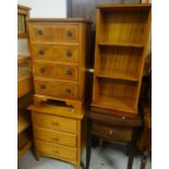 A parcel of furniture including small reproduction four-drawer chest, open bookcase ETC Condition
