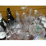 A parcel of mixed glassware including decanters, unused Dartington crystal drinking glasses ETC