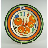 A Clarice Cliff Wilkinson England honeyglaze display plate, the interior decorated with stylized