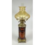 Twentieth century brass & lacquered cylindrical double burner oil lamp Condition reports are