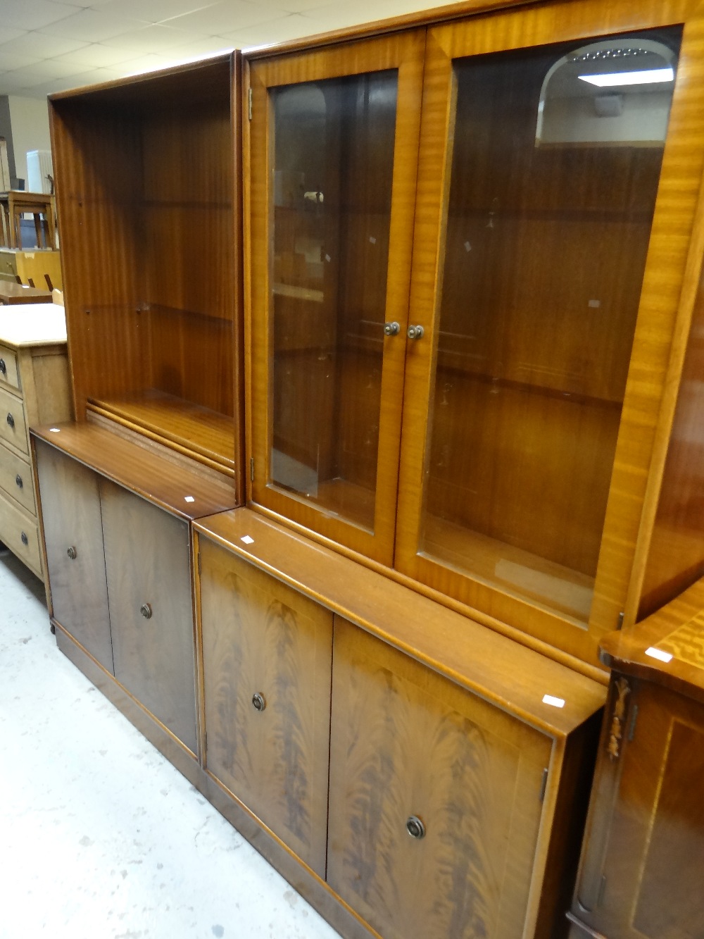 A reproduction mahogany serpentine sideboard together with two similar style lounge units - Image 2 of 2