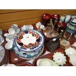 A parcel of mixed items including Habitat food bowls, display plates, antique metalware ETC