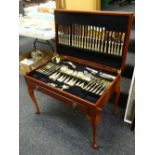 A neat canteen of 24ct gold plated Sheffield EPNS Queen Pattern cutlery (incomplete) Condition