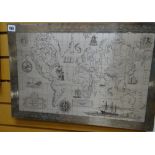 A Royal Geographical Society 'Silver Map of the World', 38 x 57cms Condition reports are provided on