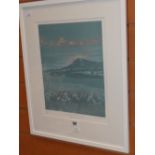 SHIRLEY JONES limited edition (60/70) etching - entitled 'Llangorse from Llangasty in Autumn',