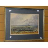 MICHAEL W KING watercolour - landscape, 25 x 37cms together with a pencil drawing of children