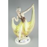 A Katzhutte Art Deco figure of a Flamenco dancer on an oval base, 32cms high Condition reports are