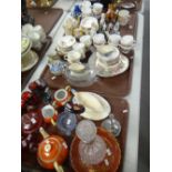 A quantity of glassware including antique cranberry glass, carnival glass & a quantity of mixed