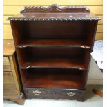 A reproduction mahogany open bookcase Condition reports are provided on request by email only for