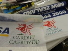 Two rugby union event banners for the World Cup in Cardiff 1999 & Wales v New Zealand in 2000