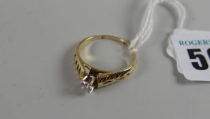 14k yellow gold diamond solitaire ring, the round brilliant diamond approx 0.25cts, weighing