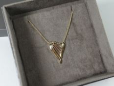 Clogau 'Gold of Royalty Company' Welsh design 9ct gold harp strings necklace & pendant - RRP £700