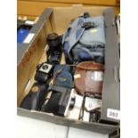 Approx ten assorted cameras including retro 1950s film cameras, Polaroid Land camera, Eumig movie