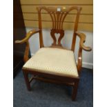 An antique farmhouse elbow chair with drop-in seat Condition reports provided on request by email