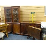 A mahogany Sutherland tea table, reproduction sideboard & a pair of corner cabinets Condition